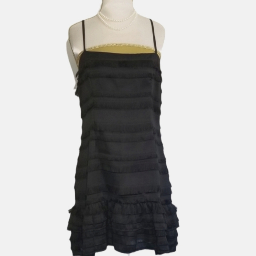Princess Polly Black Fringe Ruffle Hem Molina Dress